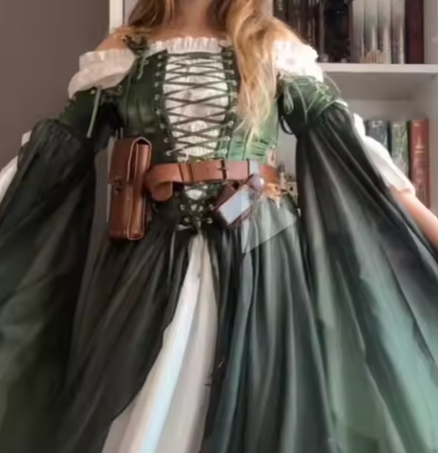 Elven Medieval Renaissance Costume Elf Style Corsetted Dress Cosplay Costume