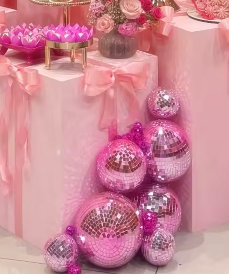 Pink Reflective Disco Mirror Balls