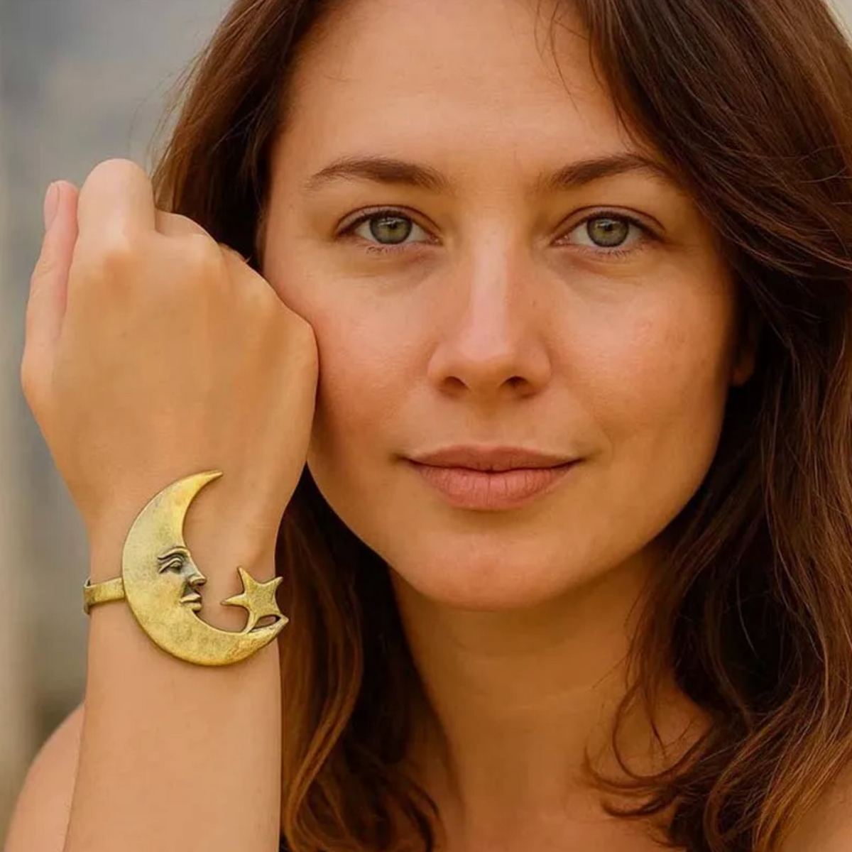 Golden Moon Star Arm Cuff Bracelet Bangle