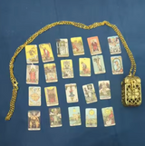 Cage Pendant Necklace with 22 Major Arcana Mini Tarot Cards