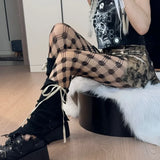Diamond Check Fishnet Tights Pantyhose