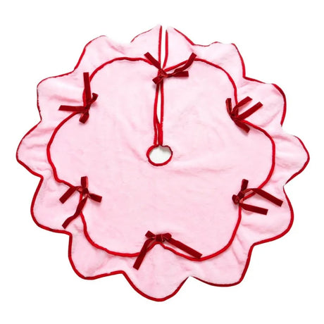 Velvet Bow Christmas Tree Skirts Soft Plush Stand Cover Xmas Decor