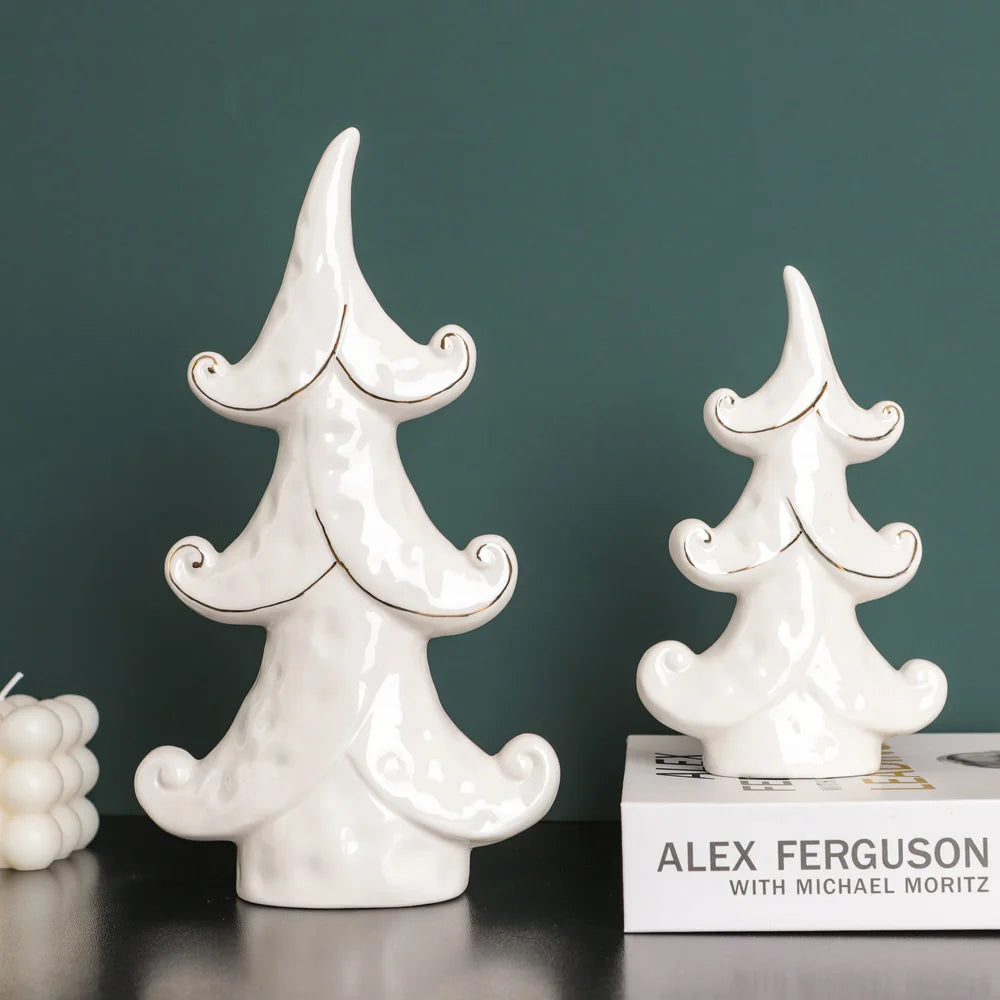 Nordic Style Ceramic Tree Figurines Christmas Decorations