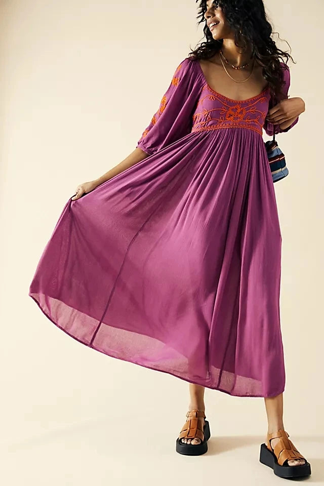 Nerissa's Boho Embroidered Dress