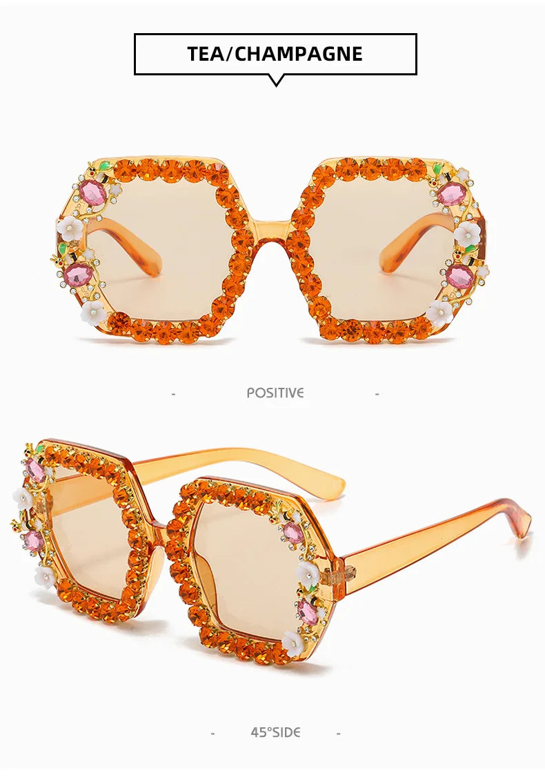 Gilly's Rhinestone Sparkling Square Frame Sunglasses Funglasses