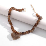 Chunky Acrylic Heart Pendant Beaded Choker Necklaces