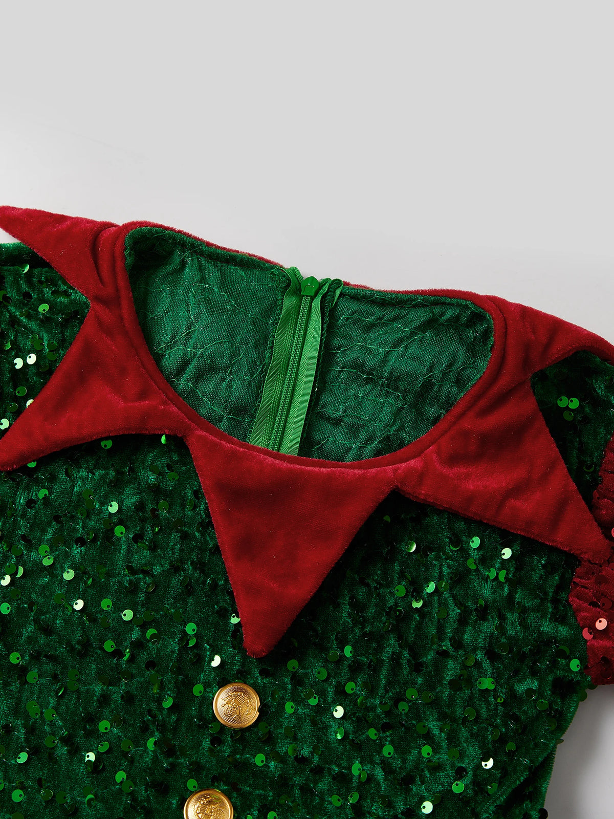4 Pcs Kids Christmas Costumes Girls Santa's Elf Costume Sequinned Elf Dress Shoes Stockings and Hat