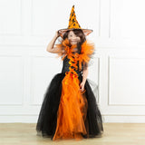 Girls Witch Ghost Vampire Halloween Costume Fluffy Tulle Dress