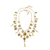 Celestial Charm Sun Flower Stars Moon Heart Charms Multi Layered Necklaces