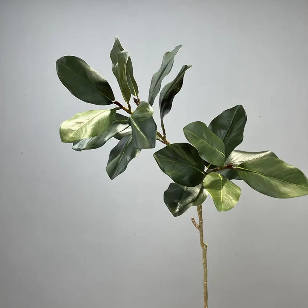 Large Artificial Magnolia Plant Rubber Leaves 2 Forks Simulated Magnolia Tree Branch 110cm Artificial Plants