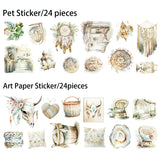 48 pieces PET and Art Paper Waterproof Transparent Boho Stickers for DIY Crafts,Scrapbooking Junk Journals