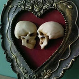 Framed Miniature Lover Skulls Resin Dark Academia Wall Art