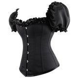 Lady Cataline's Black Ruffled Lace Gothic Overbust Corsets