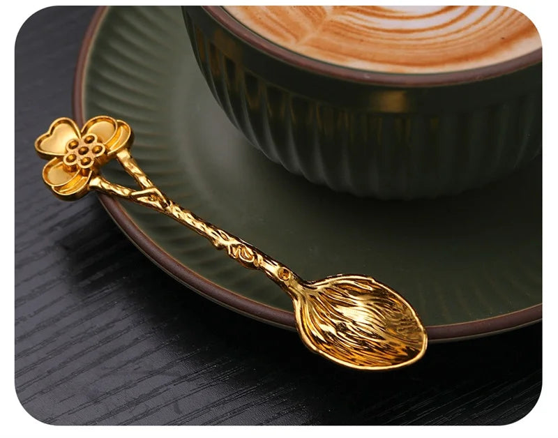 Golden Dragonfly Flower Bird Starfish 11CM Mini Spoon Teaspoon