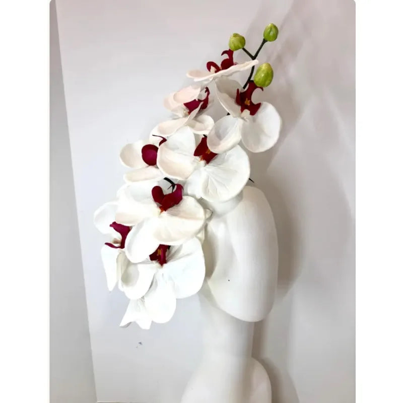 Handcrafted Large Realistic Orchid Statement Headpiece Floral Headband for Weddings Races Photoshoots