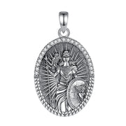 Goddess Athena Owl Pendant Necklace 925 Sterling Silver Cubic Zirconia Greek Mythology Jewellery