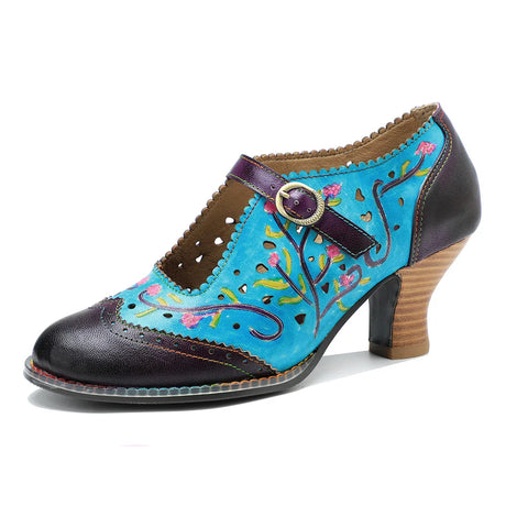 Moggy's Genuine Leather Pumps Hand-painted Shoes