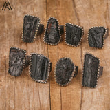 Raw Black Tourmaline Brutalist Copper Rings