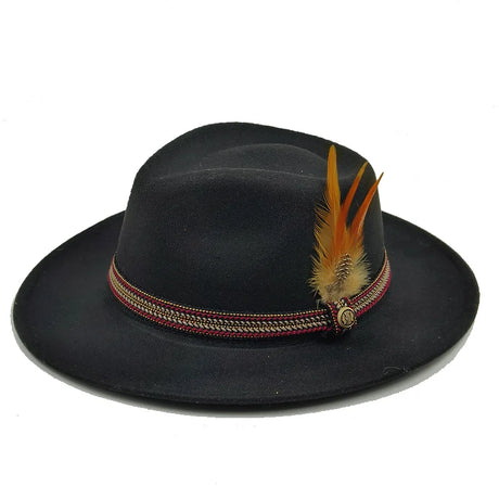 Bowknot Feather Belt Fedora Hats Unisex