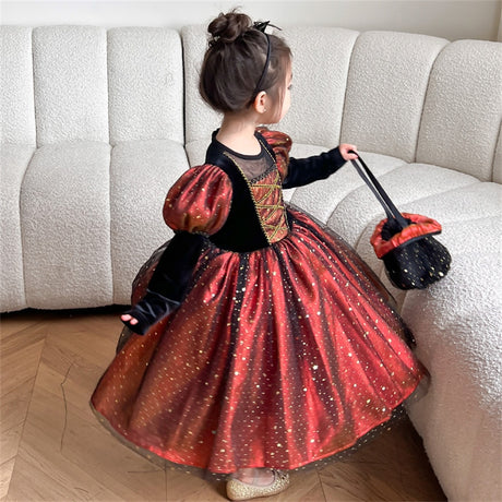 Tabitha's Halloween Witch Girls Orange Costume and Accessories