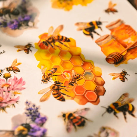 3 sheets A5 Bee RUB ON Transfer Stickers Scrapbooking Junk Journal DIY Crafts