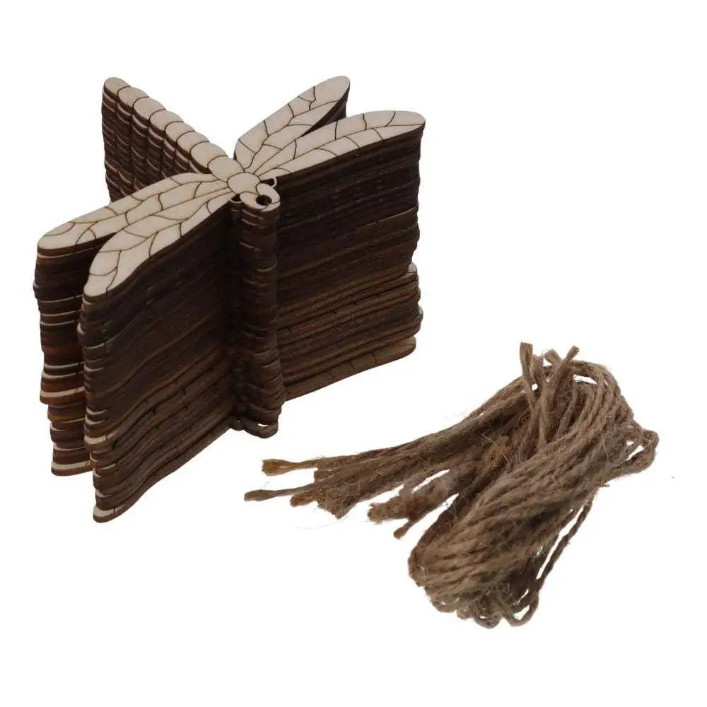 30pcs Wooden Dragonfly Shaped Cutouts Unfinished Wood Slices DIY Craft