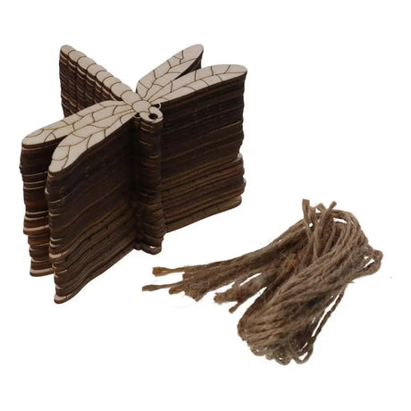 30pcs Wooden Dragonfly Shaped Cutouts Unfinished Wood Slices DIY Craft