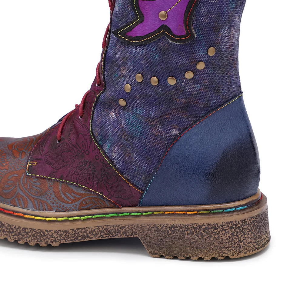 Wanda's Purple Genuine Leather Motorcycle Boots