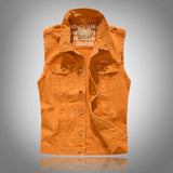 Woodsman Ripped Denim Vests Jackets