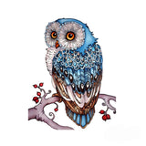 Blue Owl Wooden Jigsaw Puzzles Irregular Animal Shaped Pieces
