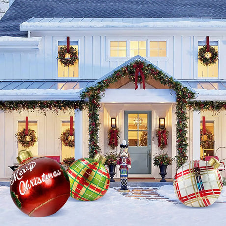 60cm Outdoor Christmas Inflatable Baubles PVC Giant Xmas Balls Decorations Toy Ball