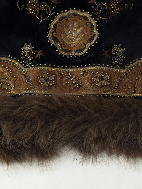 Dharma's Bead Stitched Vest Faux Fur Lined Vest