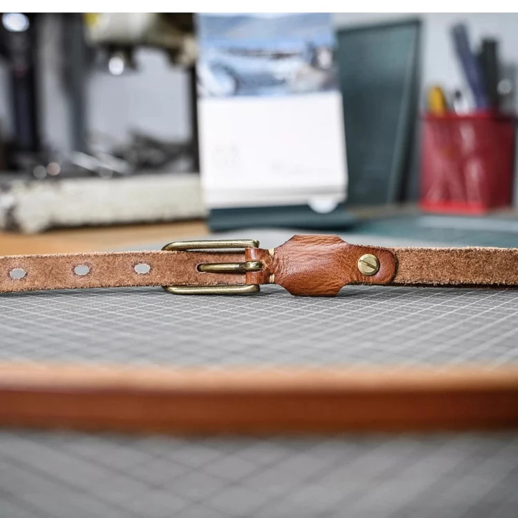 Shallee's Genuine Leather Women's Belt Pure Copper Button Western Cowboy Style