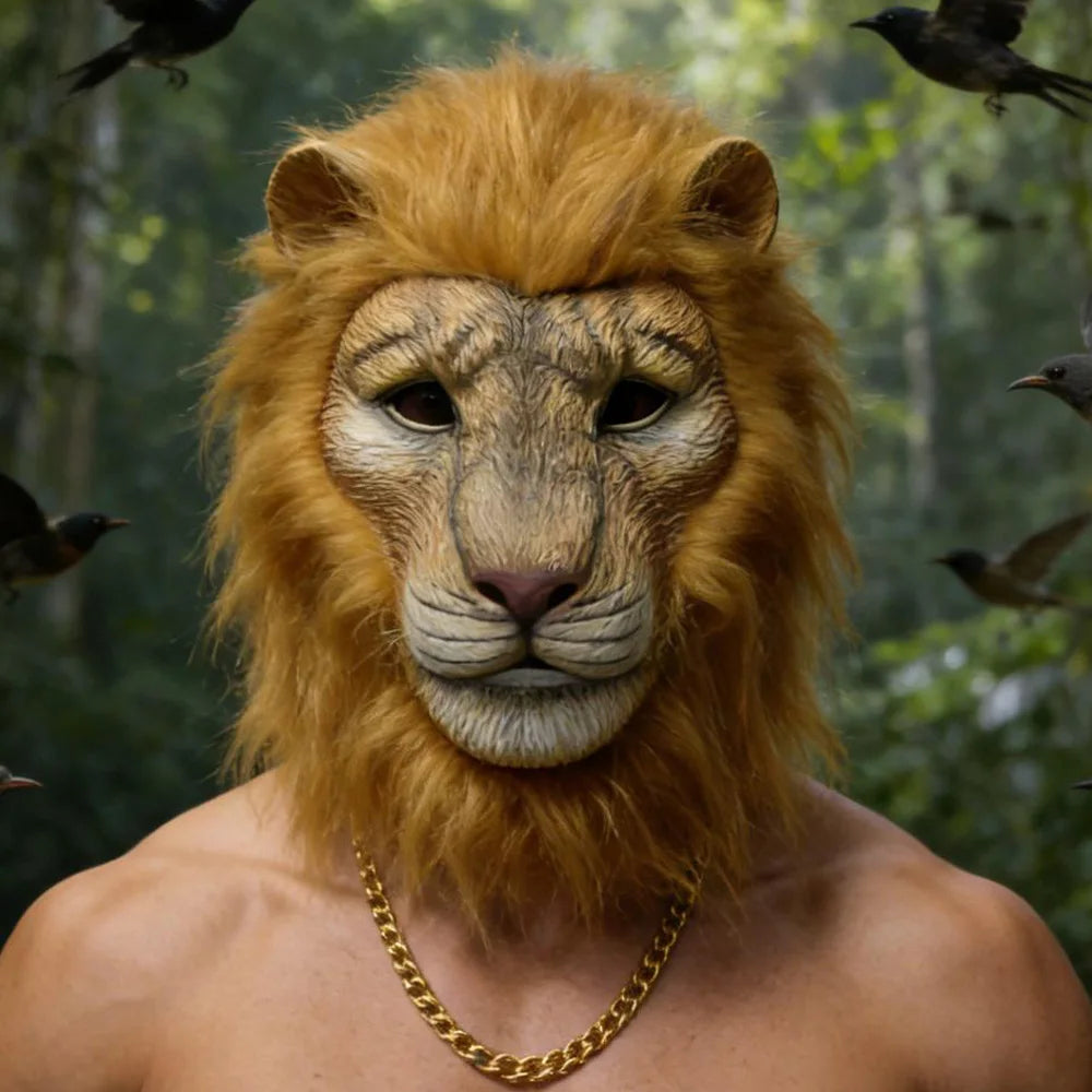 Lion Mask Cosplay Beast White Lion Latex Masks Book Week Halloween Party Costumes Props