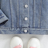 Cousin Crew and Sisters Letter Printed Denim Jackets for Girls