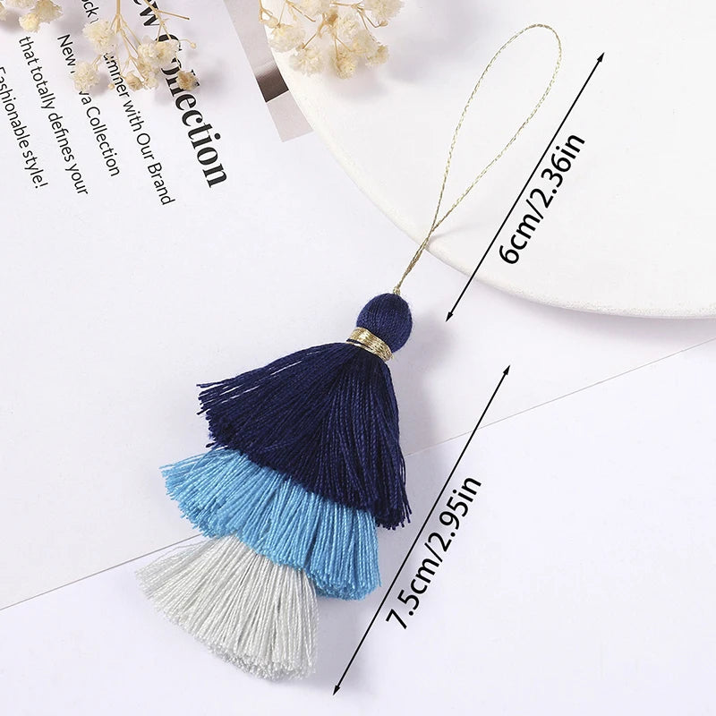 1/2pcs Cotton Tassels for Crafts Tri-Layered Tassels with Hanging Loop for Crafts Jewelry Making Bookmark Clothing  Accessories