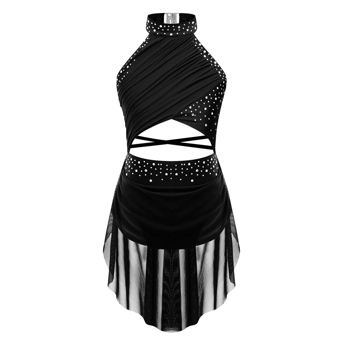Girls Dance Performance Rhinestone Fringed Dress Figure Ice Skating Dancewear