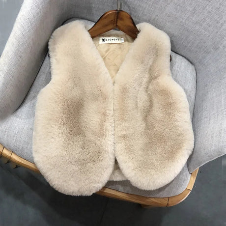 Baby Girls Faux Fur Vest Winter Outfits Kids Warm Sleeveless Coat Infant Toddler 6M-7Y Outerwear