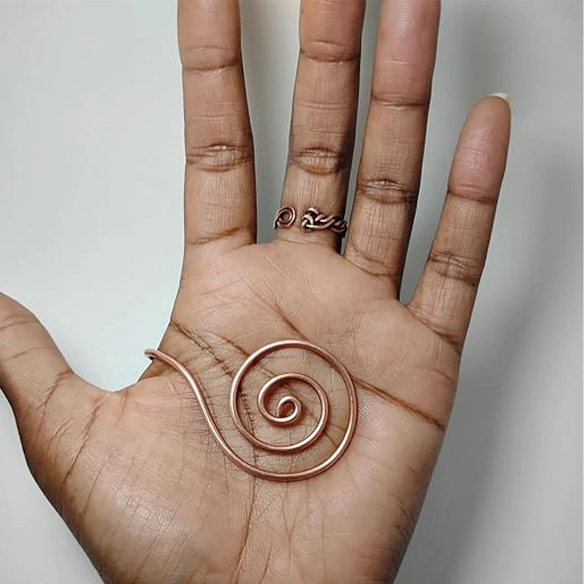 Adjustable Copper Spiral Palm Cuff Handmade Jewellery for Meditation & Energy Healing