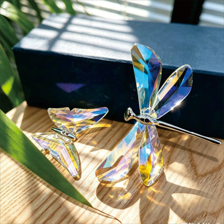 Rainbow Prism Butterfly & Dragonfly Figurine Glass Decor