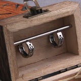 Vikings Braid Stainless Steel Huggie Hoop Earrings for Men with Wooden Box