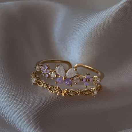 Sweet and Dainty Colourful Zircon Rings Gift Idea