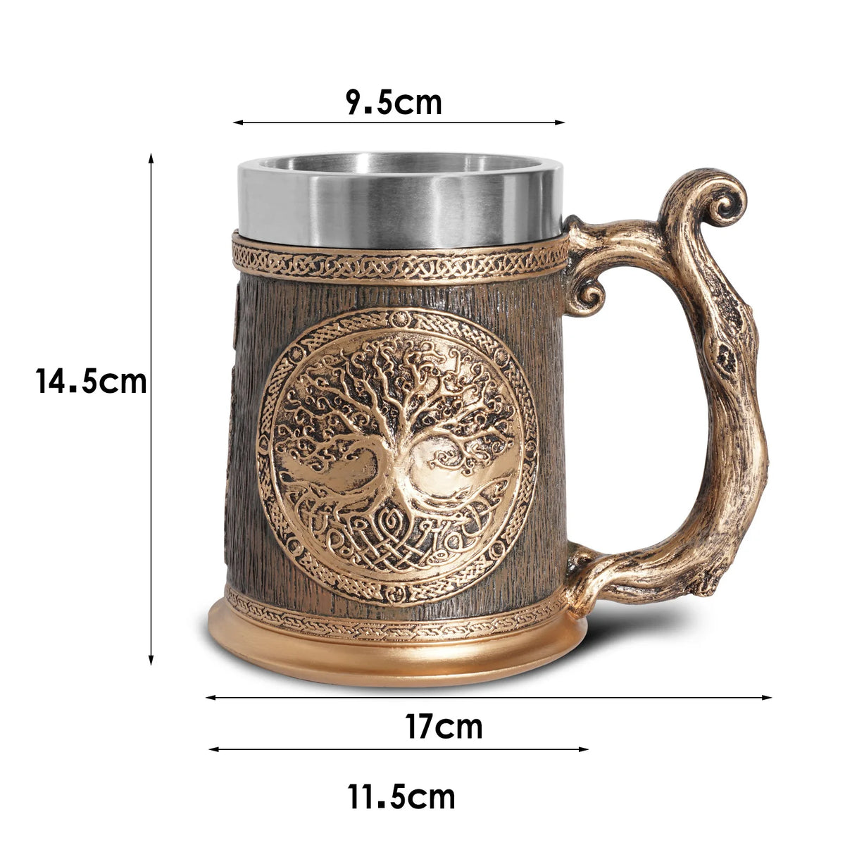 Viking Tree of Life Beer Mug Stainless Steel