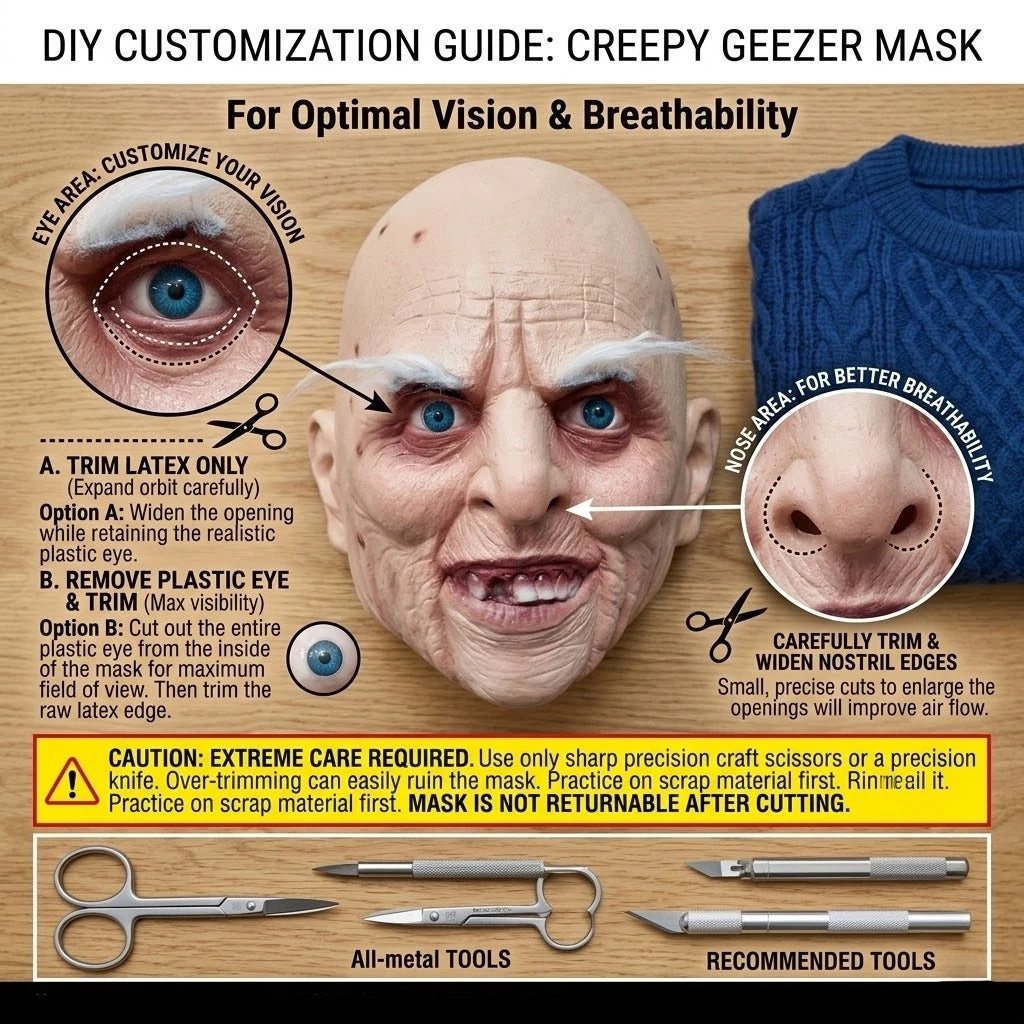 Bald Old Man Mask Full Head Latex Scary Grandpa Halloween Horror Party Cosplay Costume Prop