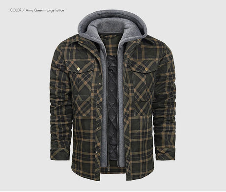 Woodsman Cotton Plaid Hooded Jacket Thick Warm Winter Plaid Shirts