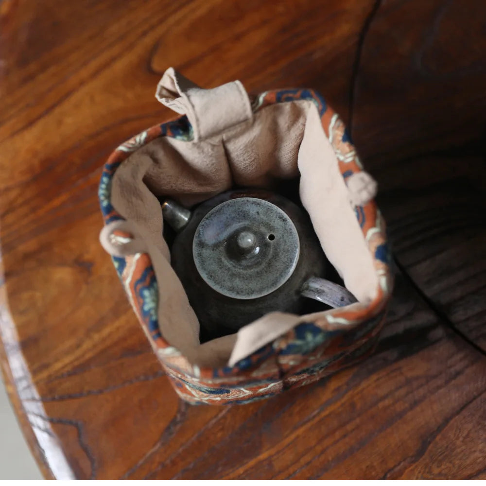 Padded Cotton Teacup Storage Bag Ceramic Glass Drawstring Bags Portable Organiser