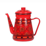 1.5L Enamel Coffee Pot Gooseneck Spout Stovetop Tea Kettle