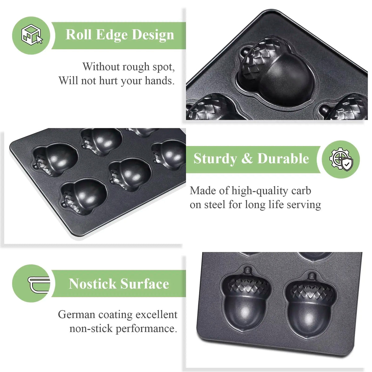 Mushroom Shape Cake Pan 6-Cavity Non-stick Heavy Carbon Steel Cookies Jelly Molds Chocolate Madeleine Pastry Molds Baking Supplies
