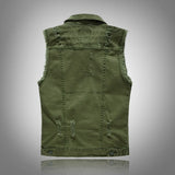 Woodsman Ripped Denim Vests Jackets