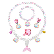 Mermaid Accessories Gloves Wand Crown Jewellery Set Wig Necklace Braid Cosplay Halloween Birthday Party